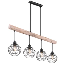 Pendul Globo THEODOR metal negru mat metal negru mat E27 4x 60W (nu contine) IP20 - 15416-4