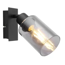 Spot Globo HADERA metal negru mat sticla fumuriu E27 1x 15W (nu contine) IP20 - 15465-1