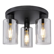 Plafoniera Globo HADERA metal negru mat sticla fumuriu E27 3x 60W (nu contine) IP20 - 15465-3D