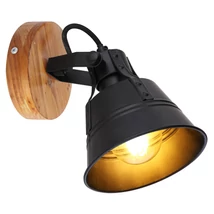Spot Globo GÜNTHER lemn maro metal negru mat E27 1x 60W (nu contine) IP20 - 15466S-1