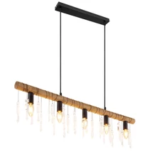 Pendul Globo KIRA I metal negru mat sticla cristal E14 5x 40W (nu contine) IP20 - 15532-5H