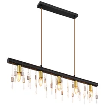 Pendul Globo KIRA I metal negru mat sticla cristal E14 5x 40W (nu contine) IP20 - 15532-5HB