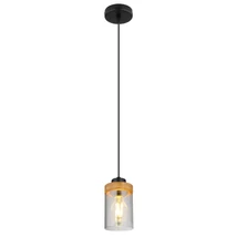 Pendul Globo FINCA metal negru mat sticla fumuriu E27 1x 40W (nu contine) IP20 - 15557H