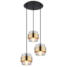 Pendul Globo MILLEY metal negru mat sticla E27 3x 60W (nu contine) IP20 - 15560-3H