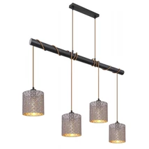 Pendul Globo CINDY metal negru mat textil gri E27 4x 40W (nu contine) IP20 - 15584-4H1