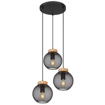 Pendul Globo PABLO metal negru mat plasa metalica negru mat E27 3x 40W (nu contine) IP20 - 15663-3H