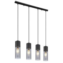 Pendul Globo ANNIKA metal negru mat sticla fumuriu E27 4x 25W (nu contine) IP20 - 21000-4HB