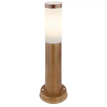 Stalp exterior Globo BOSTON otel inoxidabil aspect lemn plastic opal E27 1x 23W (nu contine) IP44 - 3158W
