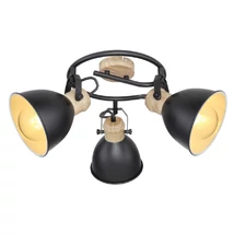 Spot Globo WIHO metal negru metal aspect lemn E27 3x 40W (nu contine) IP20 - 54018-3S