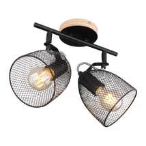 Spot Globo JOSINA lemn maro metal negru E27 2x 60W (nu contine) IP20 - 54034-2