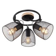 Spot Globo JOSINA lemn maro metal negru E27 3x 60W (nu contine) IP20 - 54034-3