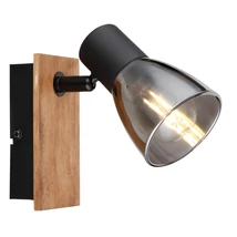 Spot Globo CLAUDE lemn maro sticla fumuriu E14 1x 40W (nu contine) IP20 - 54307-1W
