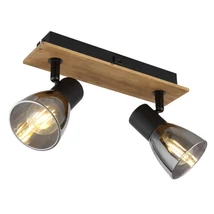 Spot Globo CLAUDE lemn maro sticla fumuriu E14 2x 40W (nu contine) IP20 - 54307-2W