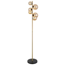 Lampadar Globo RIHA metal negru mat sticla chihlimbar G9-LED 6x 3,5W 3000K (inclus) IP20 - 56135-6S