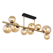 Plafoniera Globo RIHA metal negru mat sticla chihlimbar G9-LED 9x 3,5W 3000K (inclus) IP20 - 56135-9D