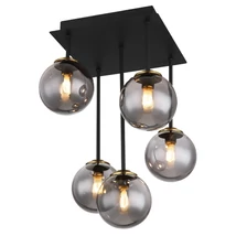Plafoniera Globo JORGE metal negru mat sticla fumuriu G9 5x 28W (nu contine) IP20 - 56136-5D
