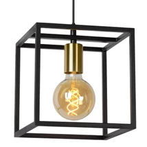 Pendul Lucide RUBEN stil modern metal negru auriu mat-alama forma unghiular E27 IP20 - 00424/01/30