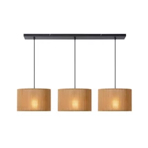 Pendul Lucide MAGIUS stil scandinav rotan lemn deschis negru forma dreptunghi E27 IP20 - 03429/03/30