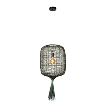 Pendul Lucide GARVE stil scandinav rotan verde negru forma ovala E27 IP20 - 03436/40/33