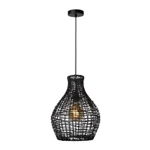 Pendul Lucide ALBAN stil scandinav rotan negru E27 IP20 - 03438/35/30