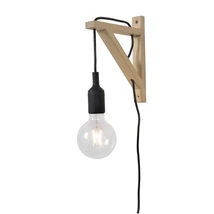 Aplica de perete Lucide FIX WALL stil modern lemn negru lemn deschis forma triunghi E27 IP20 - 08208/01/30