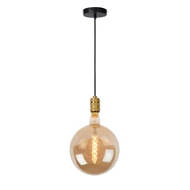 Pendul Lucide JOVA stil clasic metal auriu mat-alama negru forma cilindric E27 IP20 - 08426/01/02