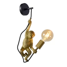 Aplica de perete Lucide EXTRAVAGANZA CHIMP stil retro plastic negru auriu E27 IP20 - 10202/01/30