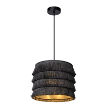 Pendul Lucide EXTRAVAGANZA TOGO stil retro bumbac gri negru forma rotund E27 IP20 - 10407/25/36
