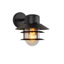 Aplica de perete Lucide ZICO stil cabana aluminiu negru forma rotund E27 IP44 - 11874/01/30
