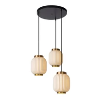 Pendul Lucide GOSSE stil retro portelan alb auriu mat-alama forma cilindric E27 IP20 - 13435/03/31