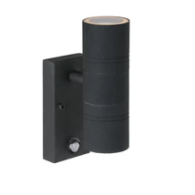 Aplica exterior cu senzor de miscare Lucide ARNE-LED stil modern otel negru forma rotund GU10-LED IP44 - 14866/10/30