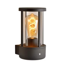 Aplica de perete cu senzor crepuscular Lucide LORI stil modern aluminiu antracit forma cilindric E27 IP44 - 14893/01/30