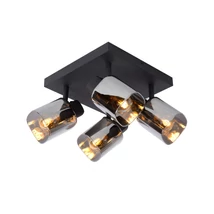 Plafoniera tip spot Lucide ALION stil clasic metal negru gri fumuriu forma unghiular E14 IP20 - 17999/14/30
