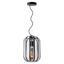 Pendul Lucide FERN stil retro sticla negru forma ovala E27 IP20 - 25409/01/30