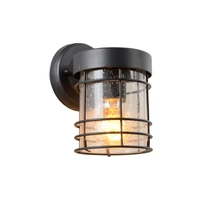 Aplica de perete Lucide KEPPEL stil cabana metal negru forma rotund E27 IP23 - 29824/01/30