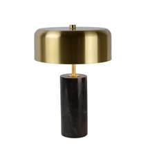 Veioza Lucide MIRASOL stil Vintage marmura negru auriu mat-alama forma semicircular G9 IP20 - 34540/03/30