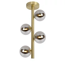 Plafoniera Lucide TYCHO stil retro otel auriu mat-alama gri fumuriu forma cilindric G9 IP20 - 45174/04/02