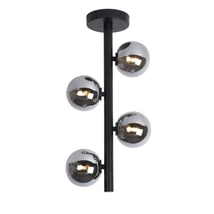 Plafoniera Lucide TYCHO stil retro otel negru gri fumuriu forma cilindric G9 IP20 - 45174/04/30
