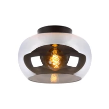 Plafoniera Lucide JUDI stil modern sticla gri fumuriu negru forma glob E27 IP20 - 45177/30/65