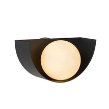 Aplica de perete Lucide BENNI stil retro otel negru opal forma semicircular G9 IP20 - 45201/01/30