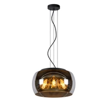 Pendul Lucide OLIVIA stil modern sticla gri fumuriu negru forma rotund E27 IP20 - 45401/40/65
