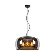 Pendul Lucide OLIVIA stil modern sticla gri fumuriu negru forma rotund E27 IP20 - 45401/50/65