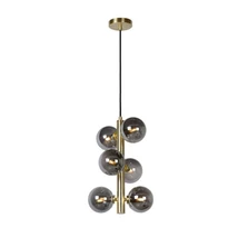 Pendul Lucide TYCHO stil retro otel auriu mat-alama gri fumuriu forma cilindric G9 IP20 - 45474/06/02