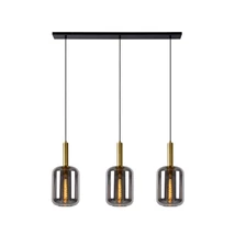 Pendul Lucide JOANET stil modern sticla gri fumuriu auriu mat-alama forma rotund E27 IP20 - 45494/03/65