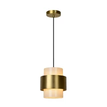 Pendul Lucide FIRMIN stil clasic sticla auriu mat-alama opal forma cilindric E27 IP20 - 45497/20/02
