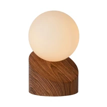 Veioza Lucide LEN stil modern metal lemn opal forma rotund G9 IP20 - 45561/01/70
