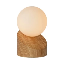 Veioza Lucide LEN stil modern metal lemn deschis opal forma rotund G9 IP20 - 45561/01/72