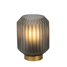Veioza Lucide SUENO stil clasic sticla gri satinat auriu mat-alama forma cilindric E14 IP20 - 45595/01/51