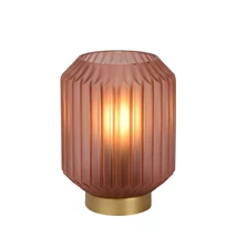 Veioza Lucide SUENO stil clasic sticla roz auriu mat-alama forma cilindric E14 IP20 - 45595/01/66