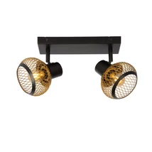 Plafoniera tip spot Lucide LUCAS stil modern metal auriu mat-alama negru forma dreptunghi E14 IP20 - 45900/02/02